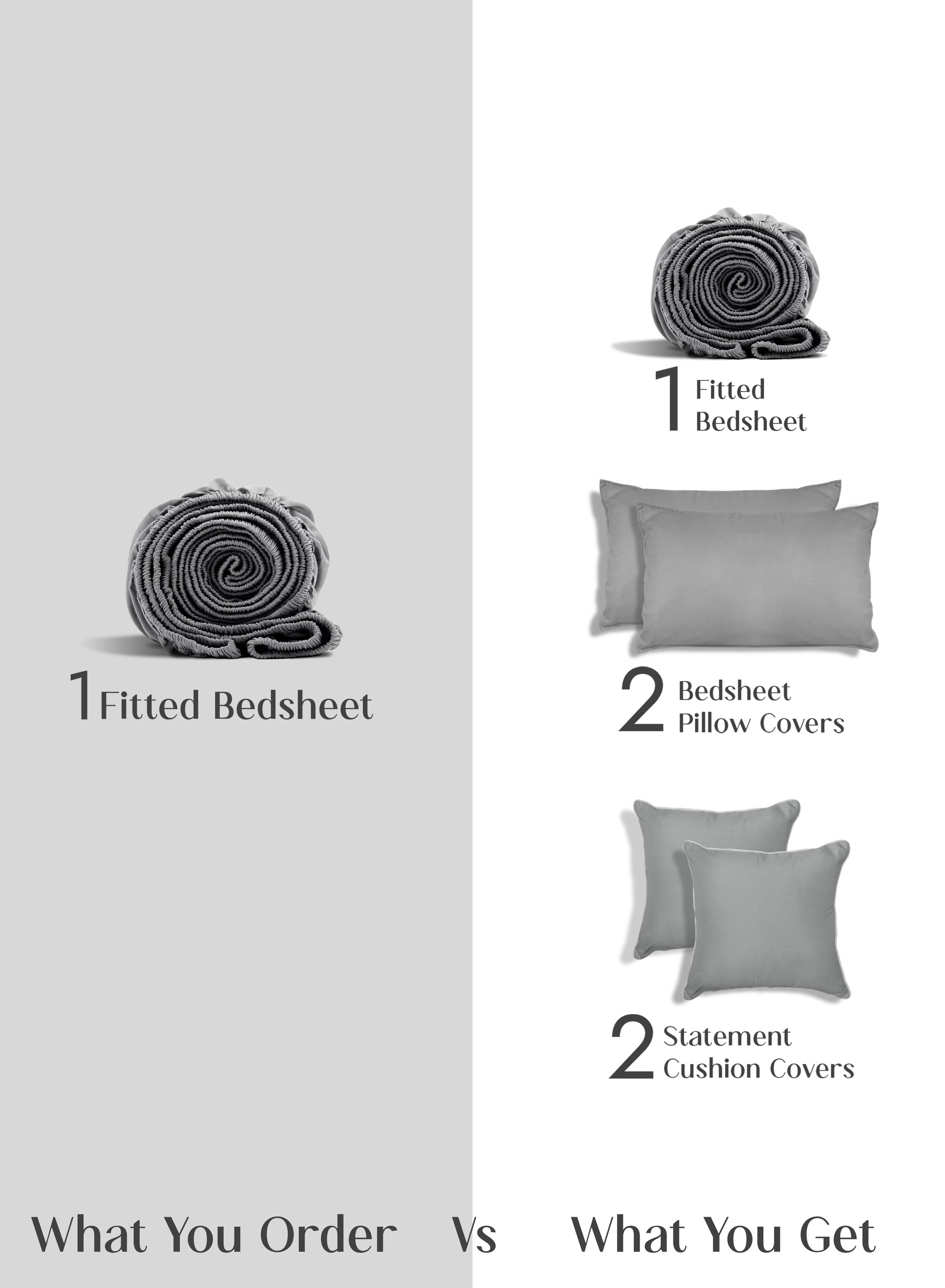 Home Crayons LuxeFit™ Fitted Bedsheet Set | Perfect Fit for Queen & King Mattresses | Quill Gray