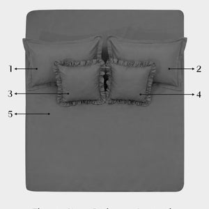 Home Crayons LuxeSoft™ Double Bedsheet Set | Oversized King | Includes 2 Pillow Covers & 2 Cushion Covers | Pebble Gray