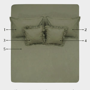 Home Crayons LuxeSoft™ Double Bedsheet Set | Oversized King | Includes 2 Pillow Covers & 2 Cushion Covers | Olive Grove