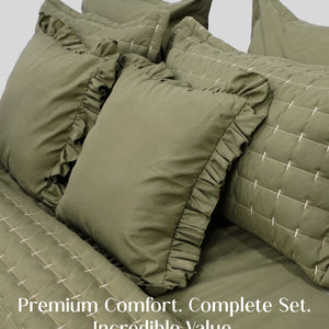 Home Crayons CloudTouch™ 8-Piece AC Bedding Set | Complete Bedroom Upgrade in One Set | Olive Grove
