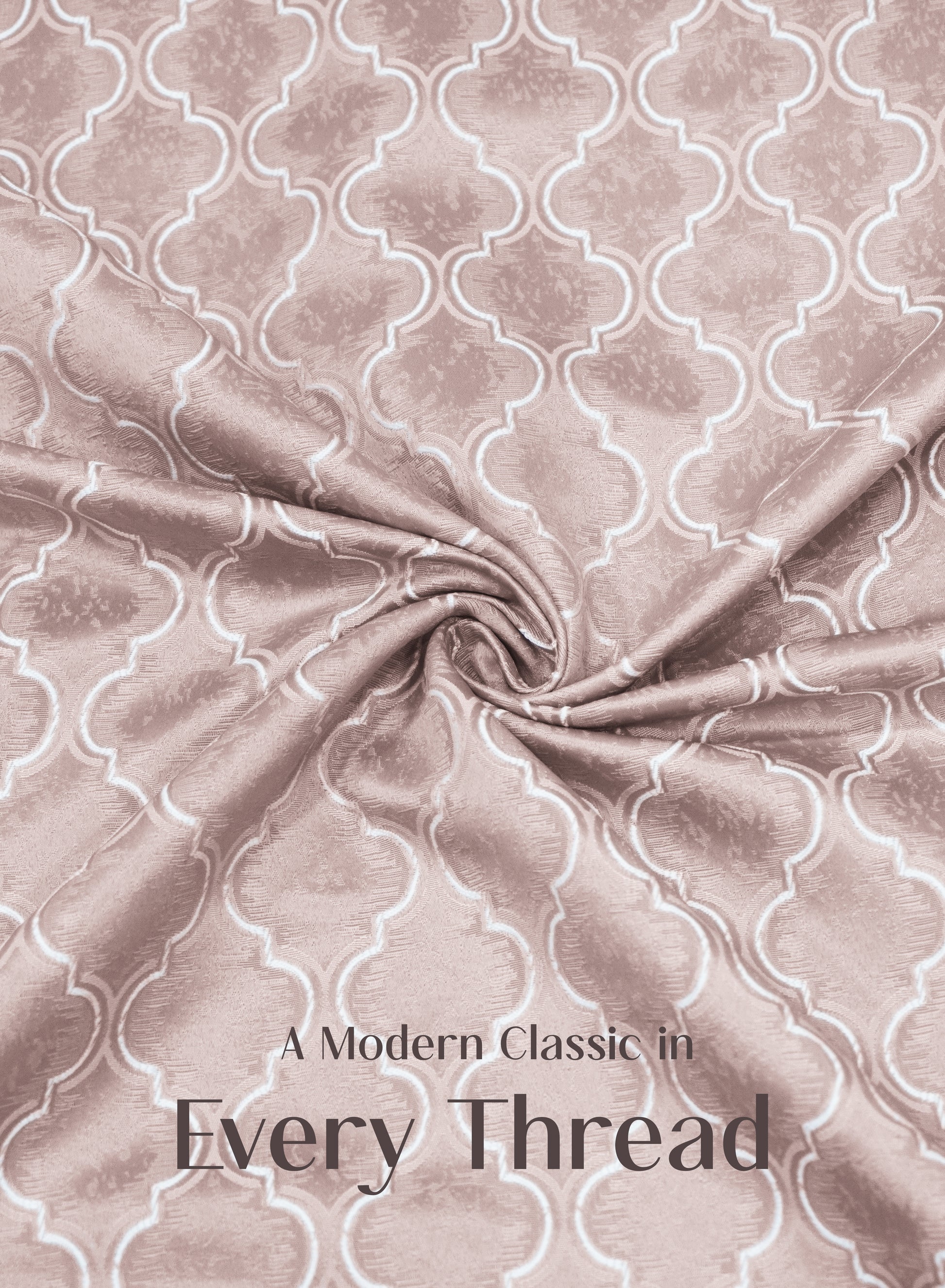 Teramo Jacquard Room Darkening Curtains | Crest Jacquard Weave | Dusky Peach | Set of 2 | Fully Customizable