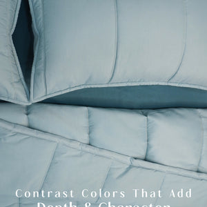 Home Crayons Cocoon 8-Piece AC Bedding Set | Coordinated Comforter, Fitted Sheet & Covers in One Set | Blue Meadow