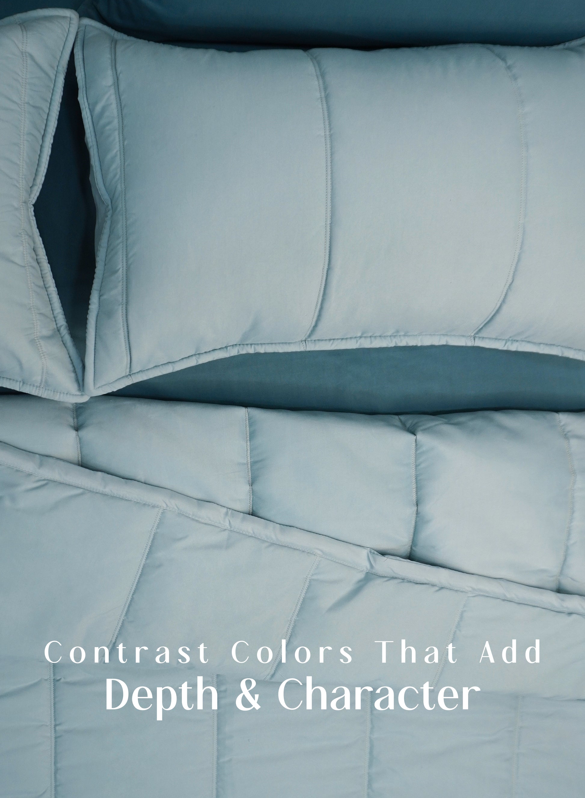 Home Crayons Cocoon 8-Piece AC Bedding Set | Coordinated Comforter, Fitted Sheet & Covers in One Set | Blue Meadow