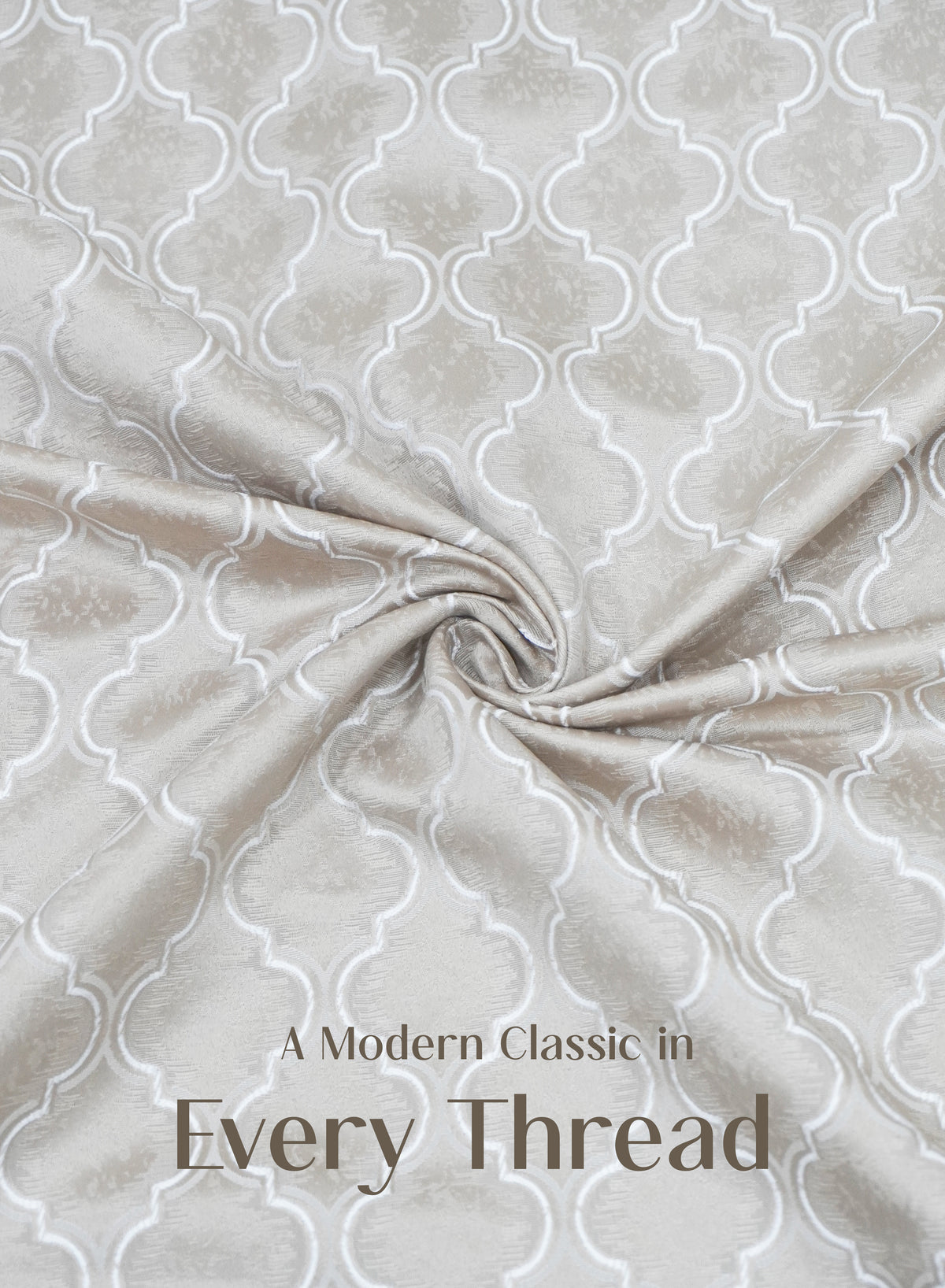 Teramo Jacquard Room Darkening Curtains | Crest Jacquard Weave | Sahara Beige | Set of 2 | Fully Customizable