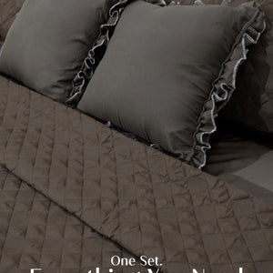 Home Crayons CloudTouch™ Comforter Set | All-Season | 33% Oversized | Includes 2 Pillow Covers & 2 Cushion Covers | Espresso Earth