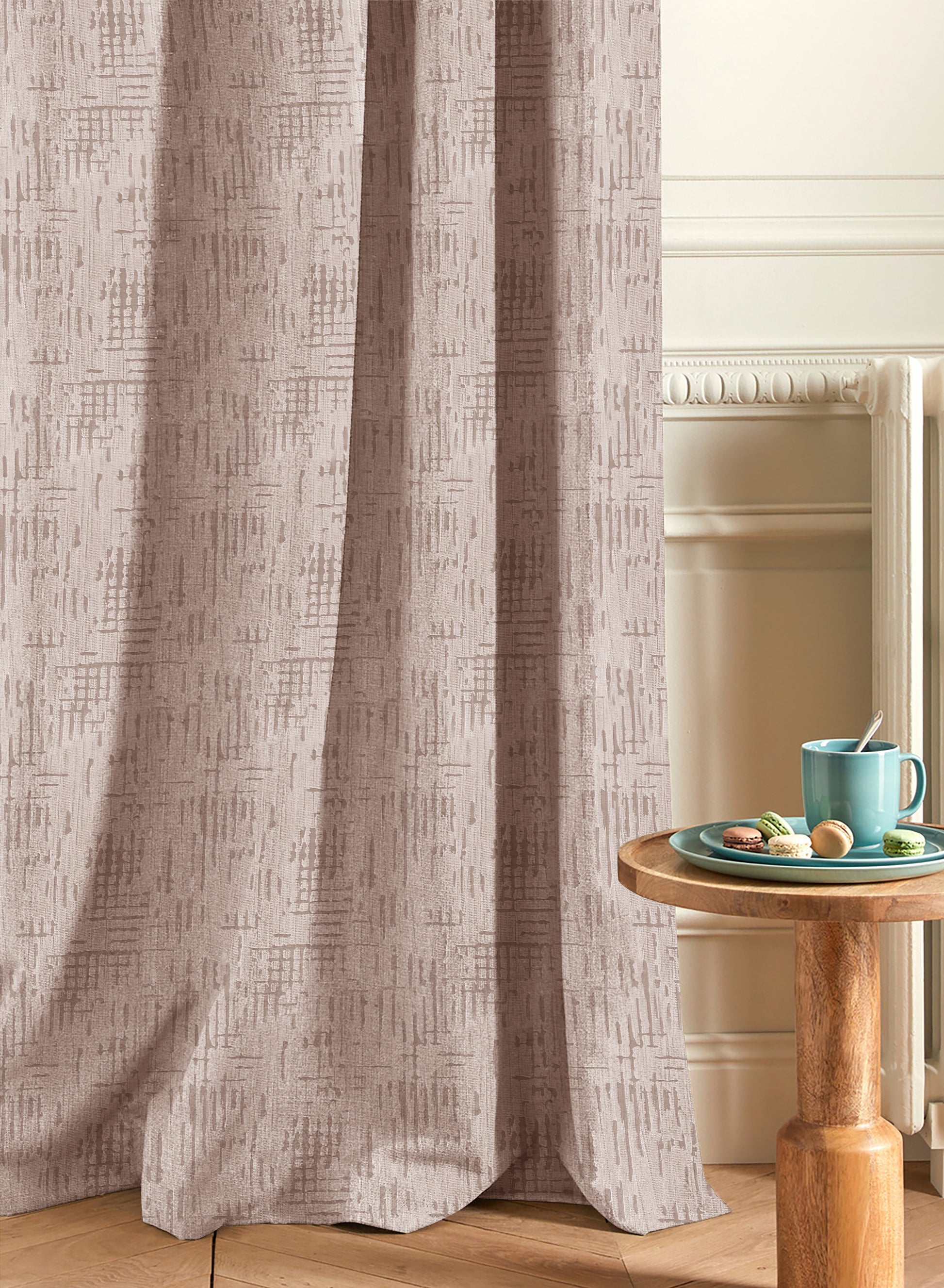 Elsa Textured Room Darkening Curtains | Beige | Set of 2