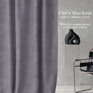 Elora Textured Blackout Curtains | Minimal Design & Total Light Block | Gray | Set of 2 | Fully Customizable