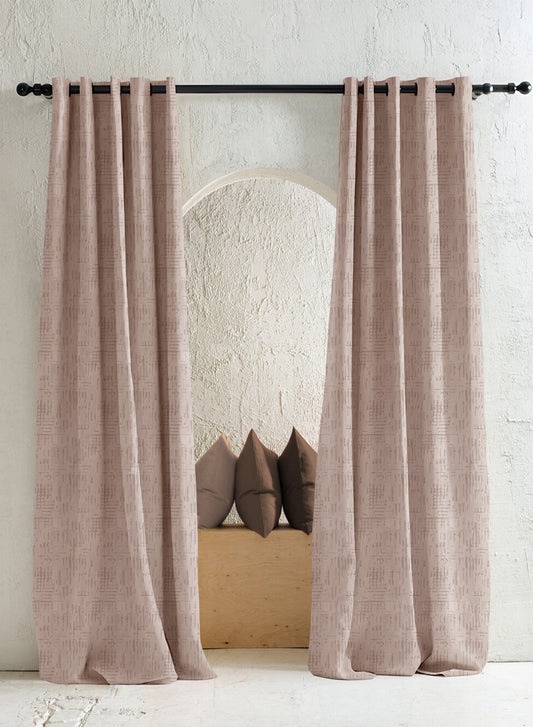 Elsa Textured Room Darkening Curtains | Beige | Set of 2