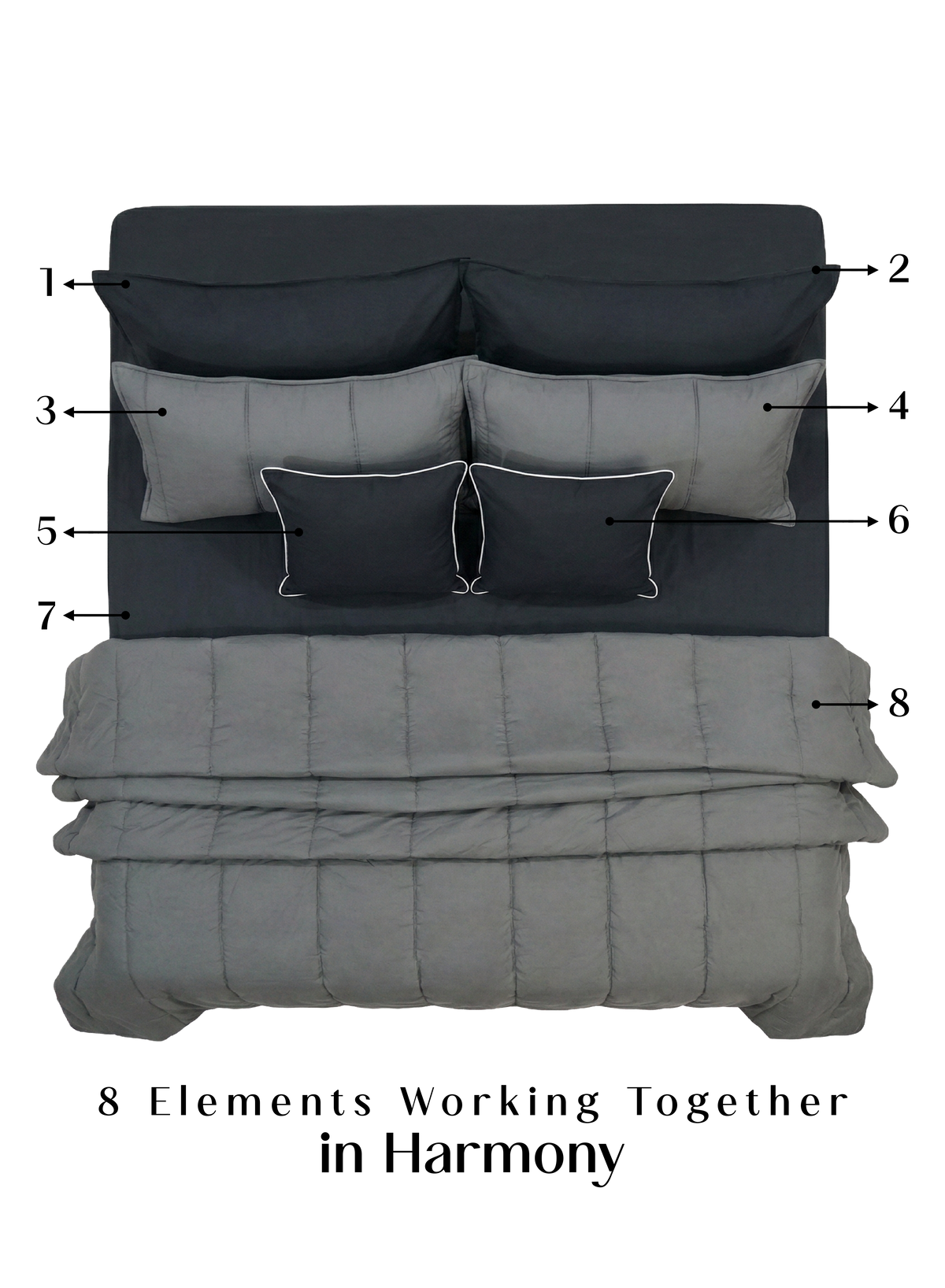 Cocoon 8-Piece Bedding Set | Moonstone Gray