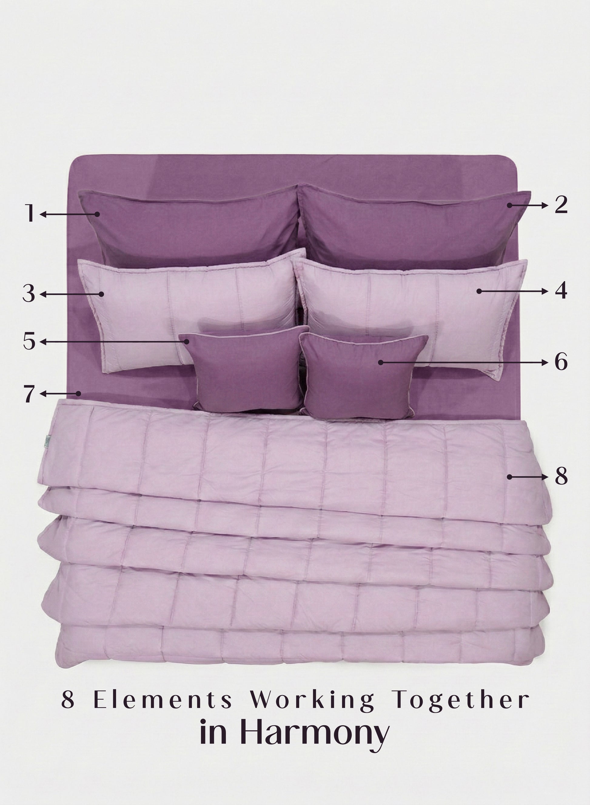 Home Crayons Cocoon 8-Piece AC Bedding Set | Coordinated Comforter, Fitted Sheet & Covers in One Set | Lilac Daisy