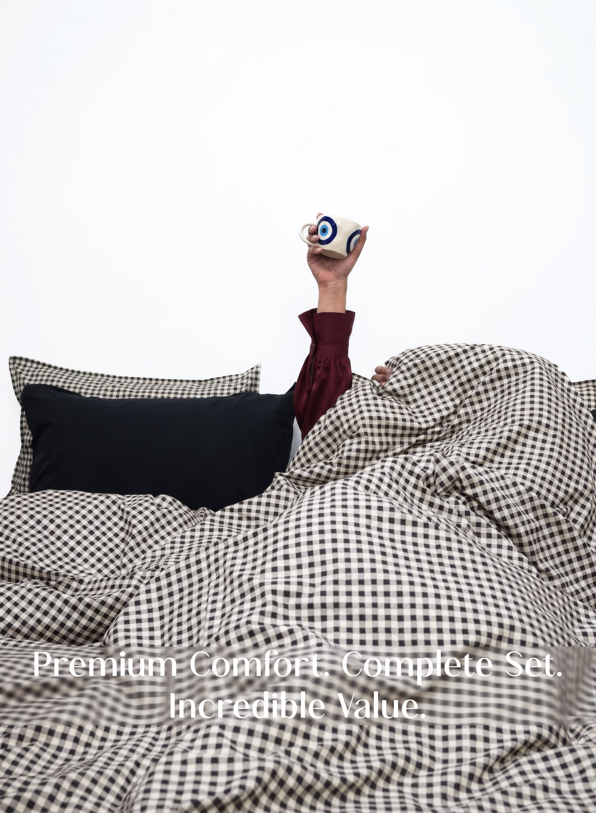 Crayonic™ 5-Piece AC Comforter Set | Signature Designer Comforter Set | Midnight Gingham