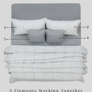 Home Crayons Cocoon AC Comforter Set | 5-Piece Designer Bed Set for Modern Homes | Pearl Gray