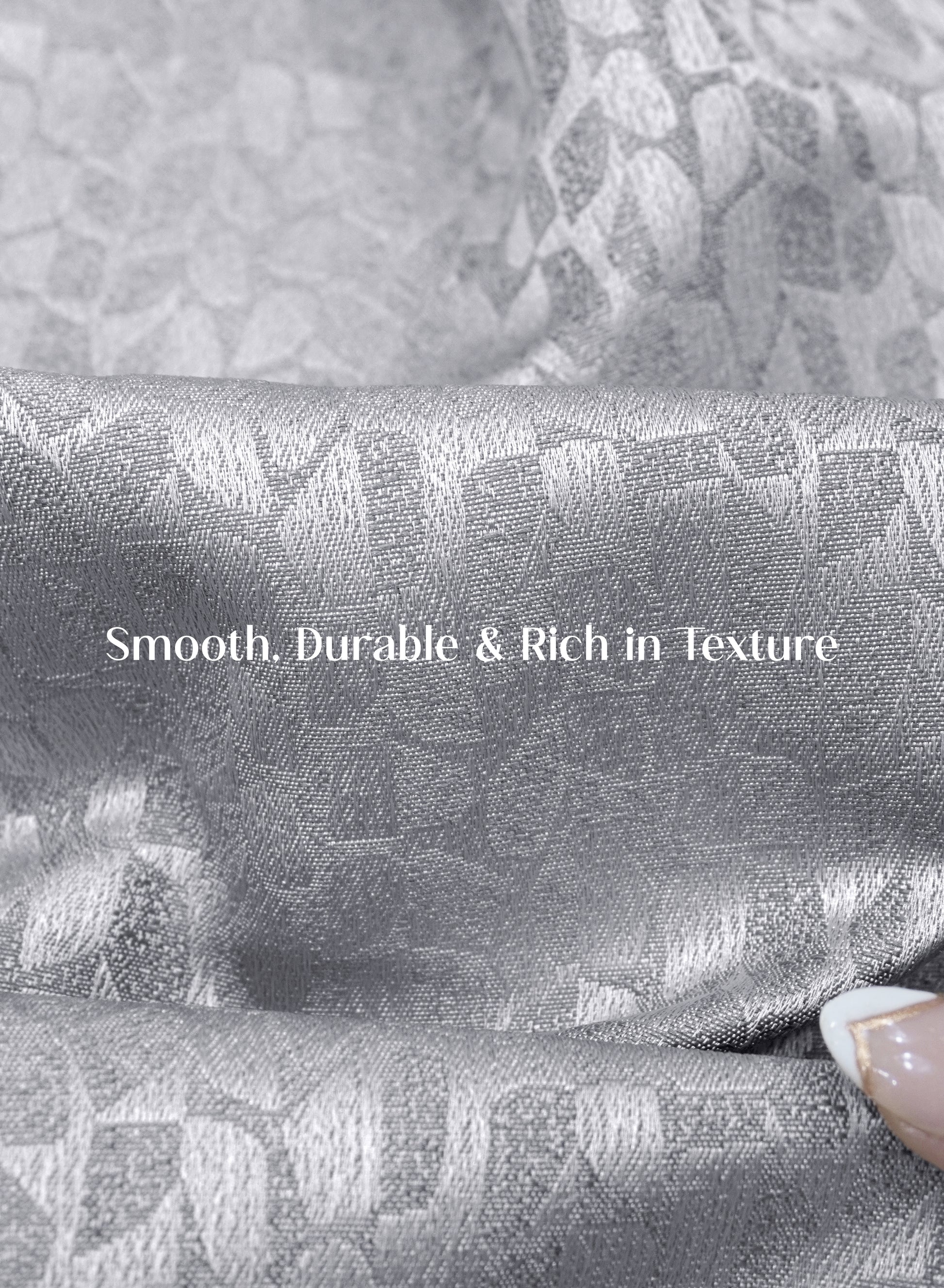 Eudora Jacquard Room Darkening Curtains | Pebble Jacquard Weave | Feather Gray | Set of 2 | Fully Customizable