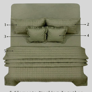 Home Crayons CloudTouch™ 5-Piece AC Comforter Set | 33% Oversized | Includes 2 Pillow & 2 Cushion Covers | Olive Grove