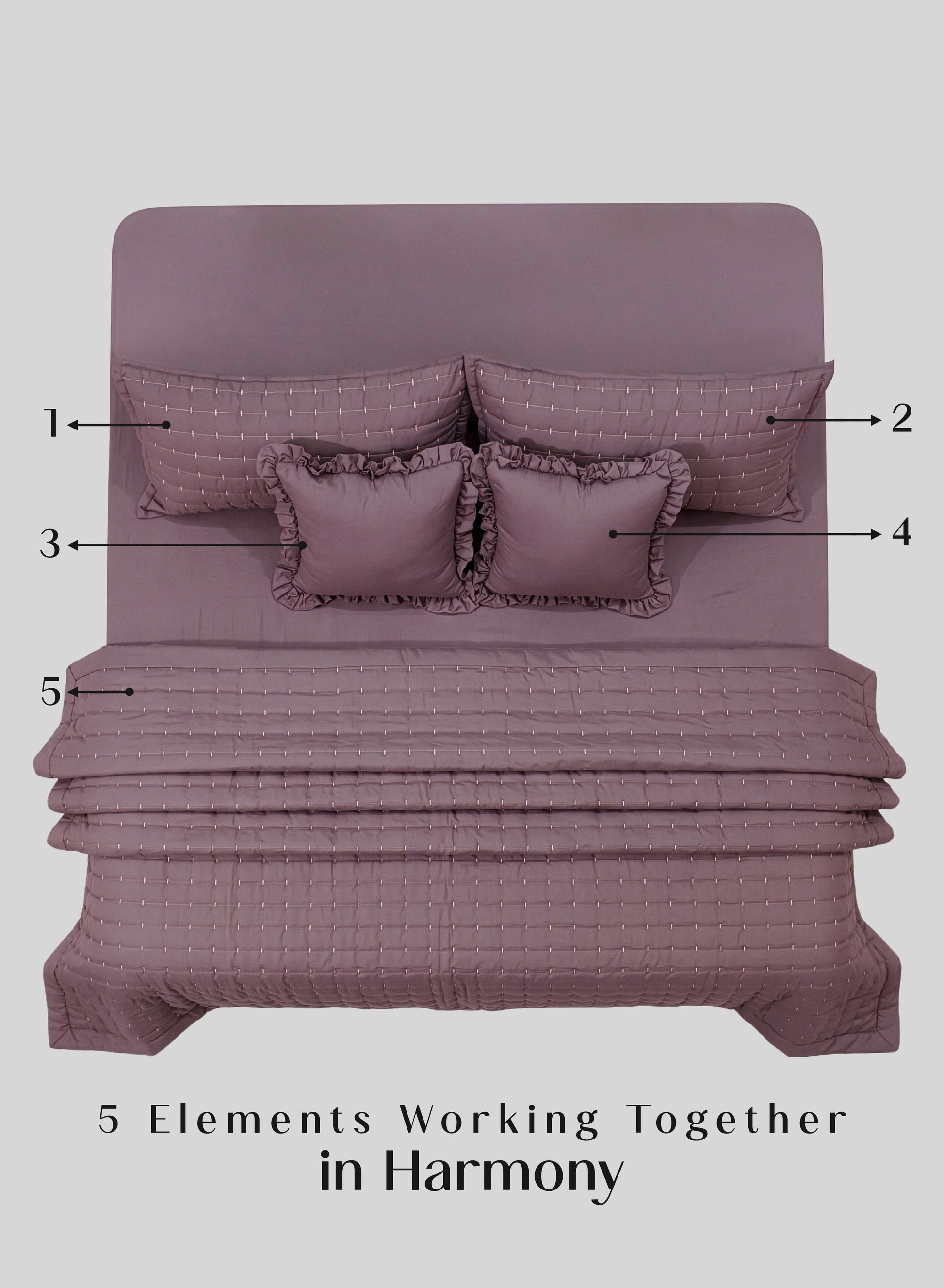 Home Crayons CloudTouch™ 5-Piece AC Comforter Set | 33% Oversized | Includes 2 Pillow & 2 Cushion Covers | Mulberry