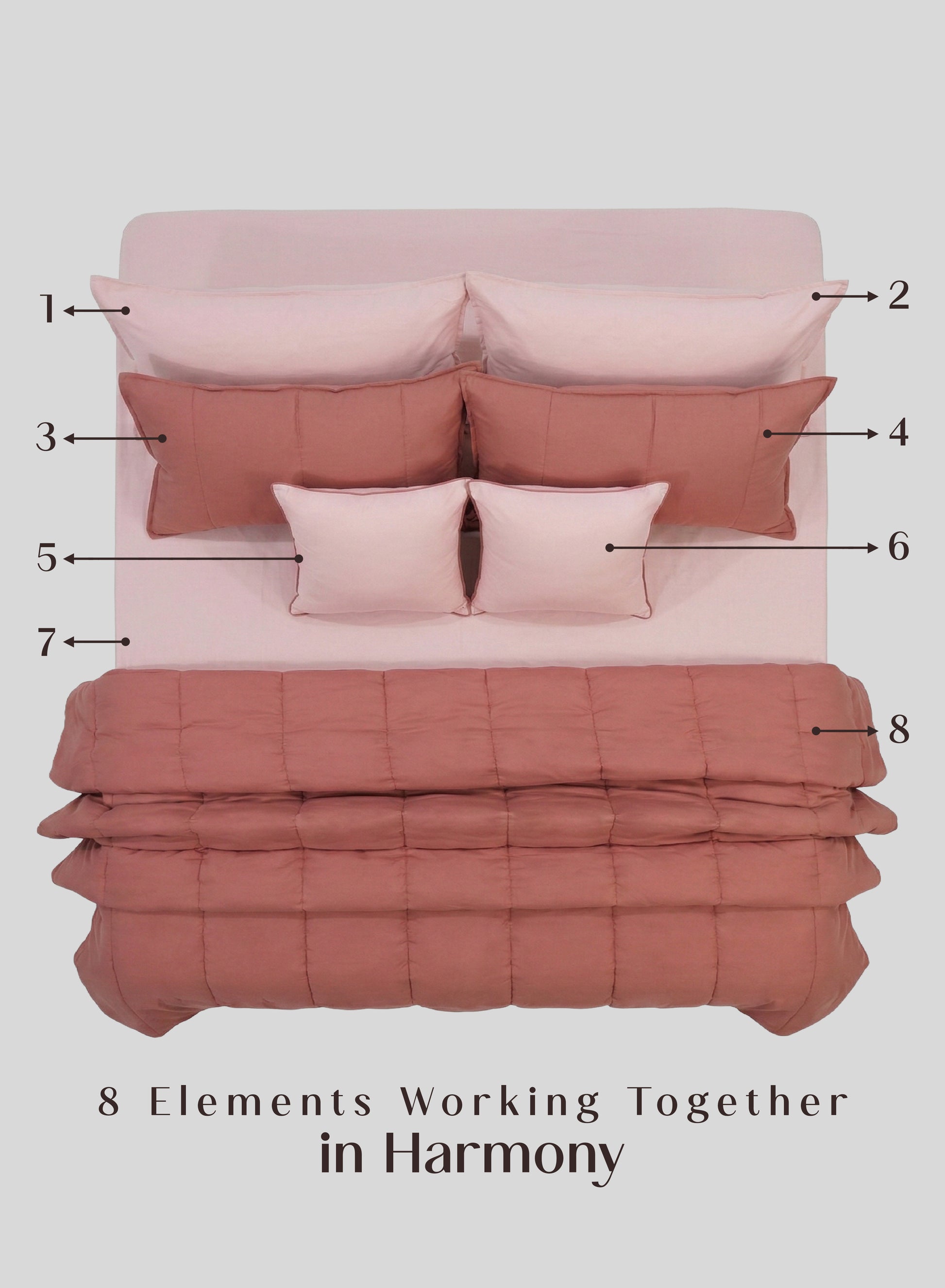 Home Crayons Cocoon 8-Piece AC Bedding Set | Coordinated Comforter, Fitted Sheet & Covers in One Set | Terracotta