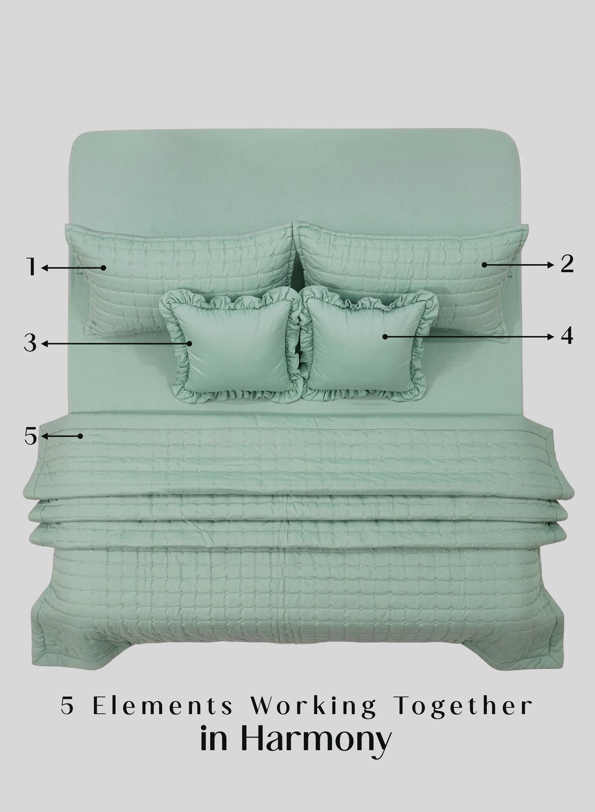 Home Crayons CloudTouch™ 5-Piece AC Comforter Set | 33% Oversized | Includes 2 Pillow & 2 Cushion Covers | Matcha Milk