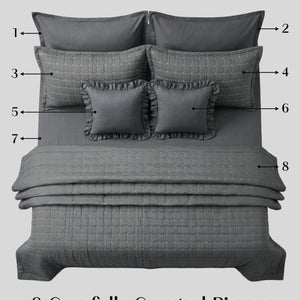 Home Crayons CloudTouch™ 8-Piece AC Bedding Set | Complete Bedroom Upgrade in One Set | Pebble Gray