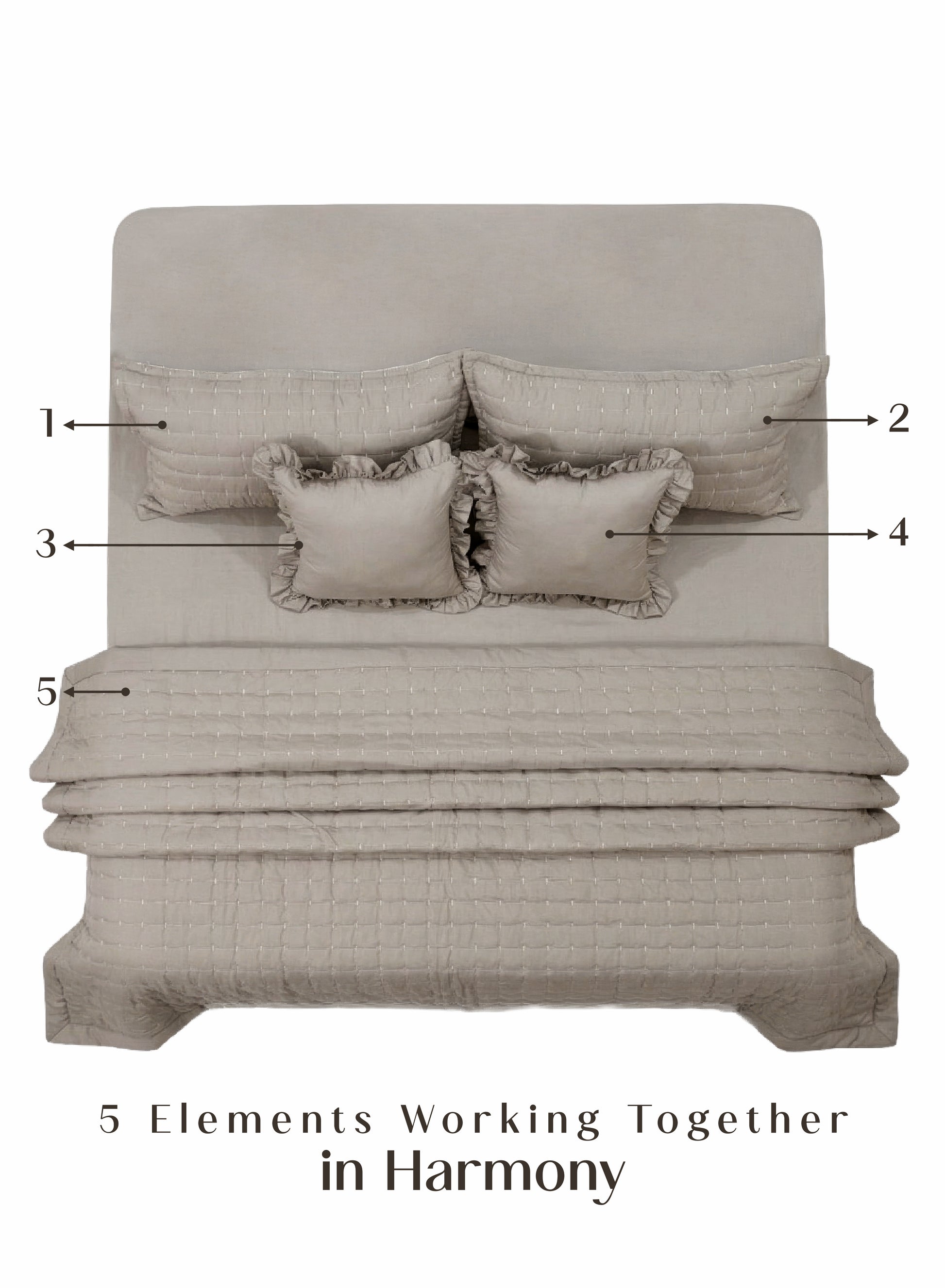 Home Crayons CloudTouch™ 5-Piece AC Comforter Set | 33% Oversized | Includes 2 Pillow & 2 Cushion Covers | Latte Crème