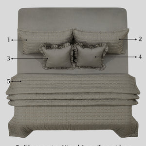 Home Crayons CloudTouch™ 5-Piece AC Comforter Set | 33% Oversized | Includes 2 Pillow & 2 Cushion Covers | Smoked Coffee
