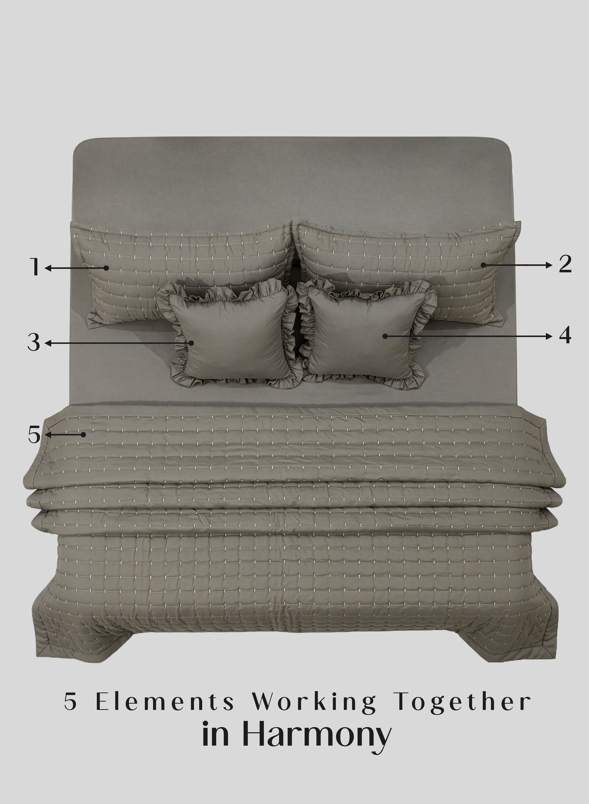 Home Crayons CloudTouch™ 5-Piece AC Comforter Set | 33% Oversized | Includes 2 Pillow & 2 Cushion Covers | Smoked Coffee