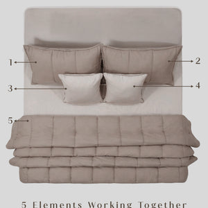 Home Crayons Cocoon AC Comforter Set | 5-Piece Designer Bed Set for Modern Homes | Earthy Beige