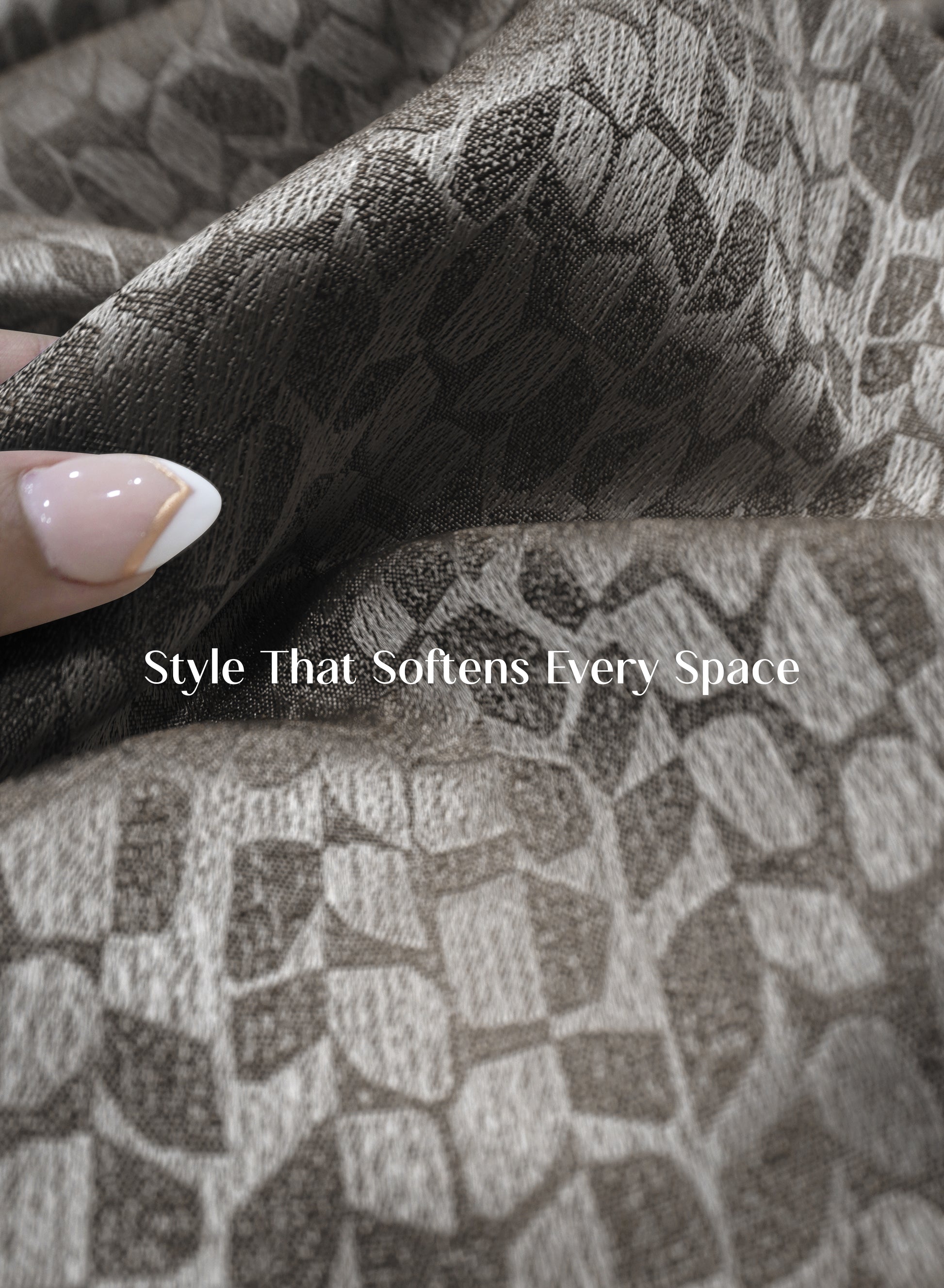 Eudora Jacquard Room Darkening Curtains | Pebble Jacquard Weave | Café Dusk | Set of 2 | Fully Customizable