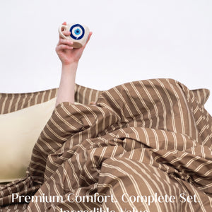 Crayonic™ 8-Piece AC Bedding Set | Signature Designer Bedding for AC Rooms | Café Mocha