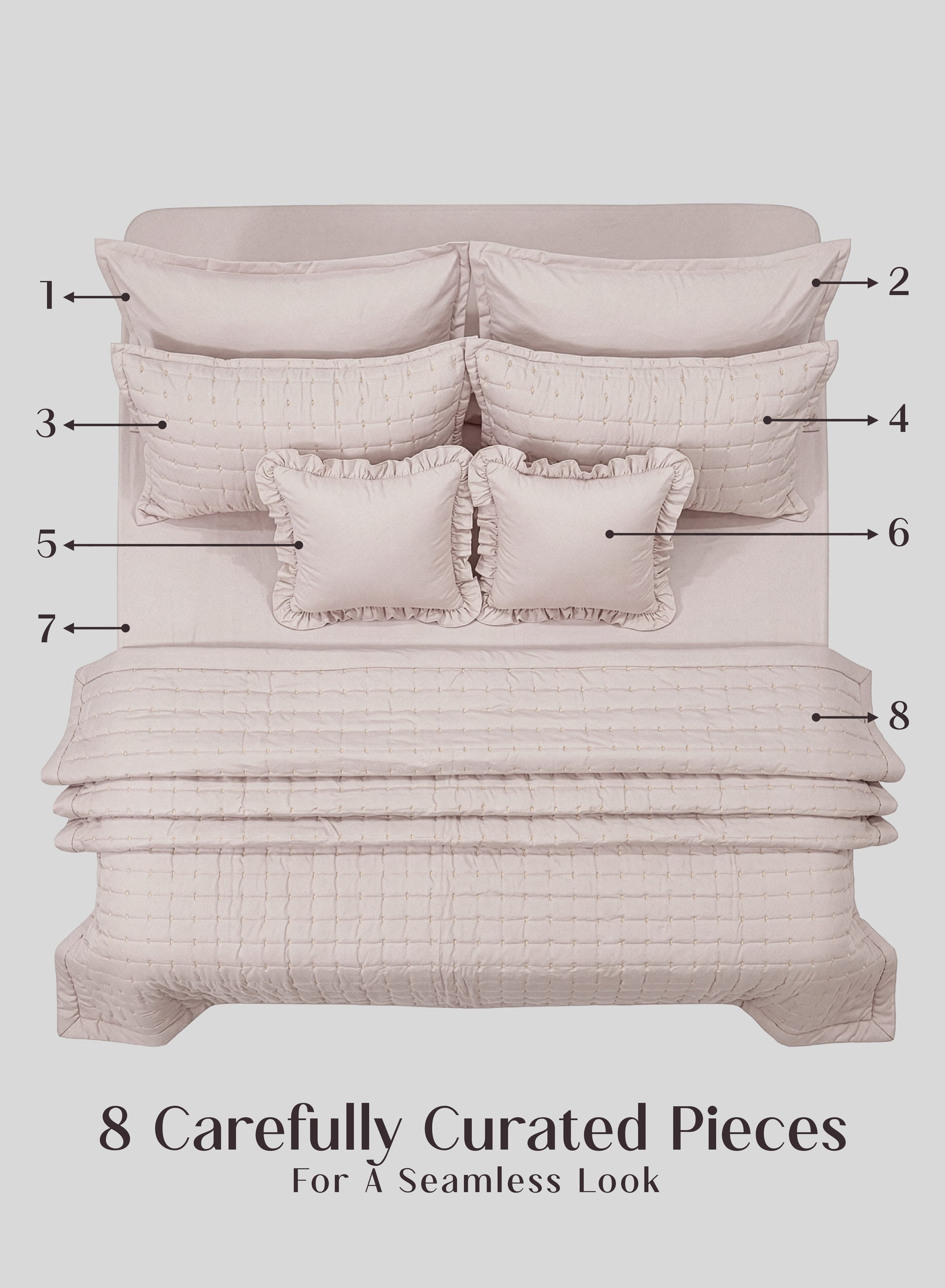 Home Crayons CloudTouch™ 8-Piece AC Bedding Set | Complete Bedroom Upgrade in One Set | Sakura Blush