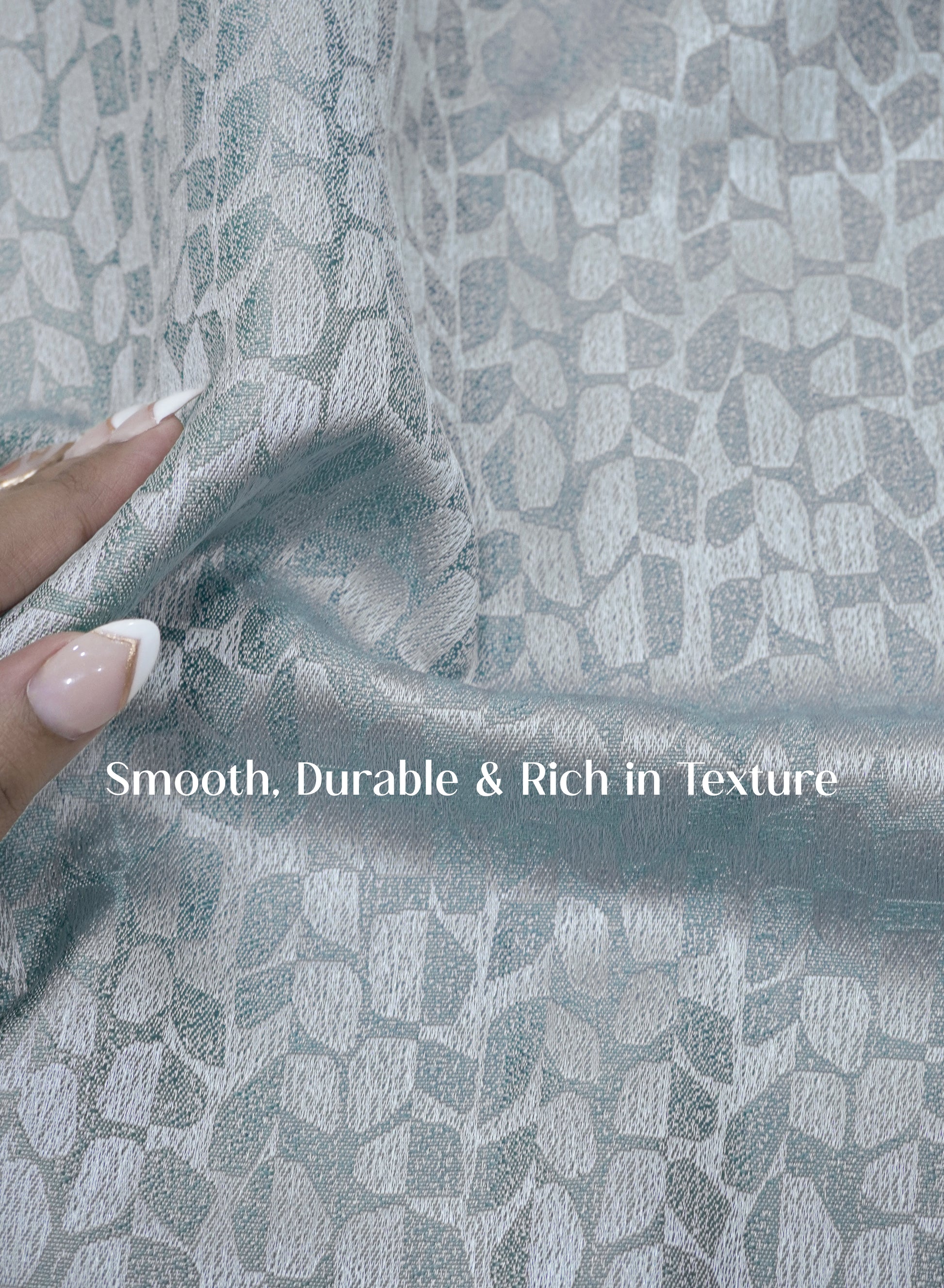 Eudora Jacquard Room Darkening Curtains | Pebble Jacquard Weave | Twilight Aqua | Set of 2 | Fully Customizable
