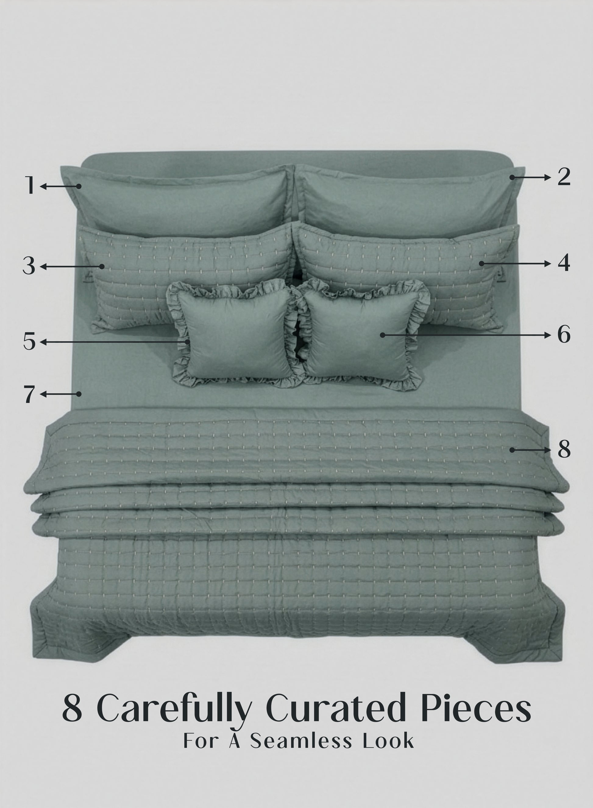 Home Crayons CloudTouch™ 8-Piece AC Bedding Set | Complete Bedroom Upgrade in One Set | Sage Green