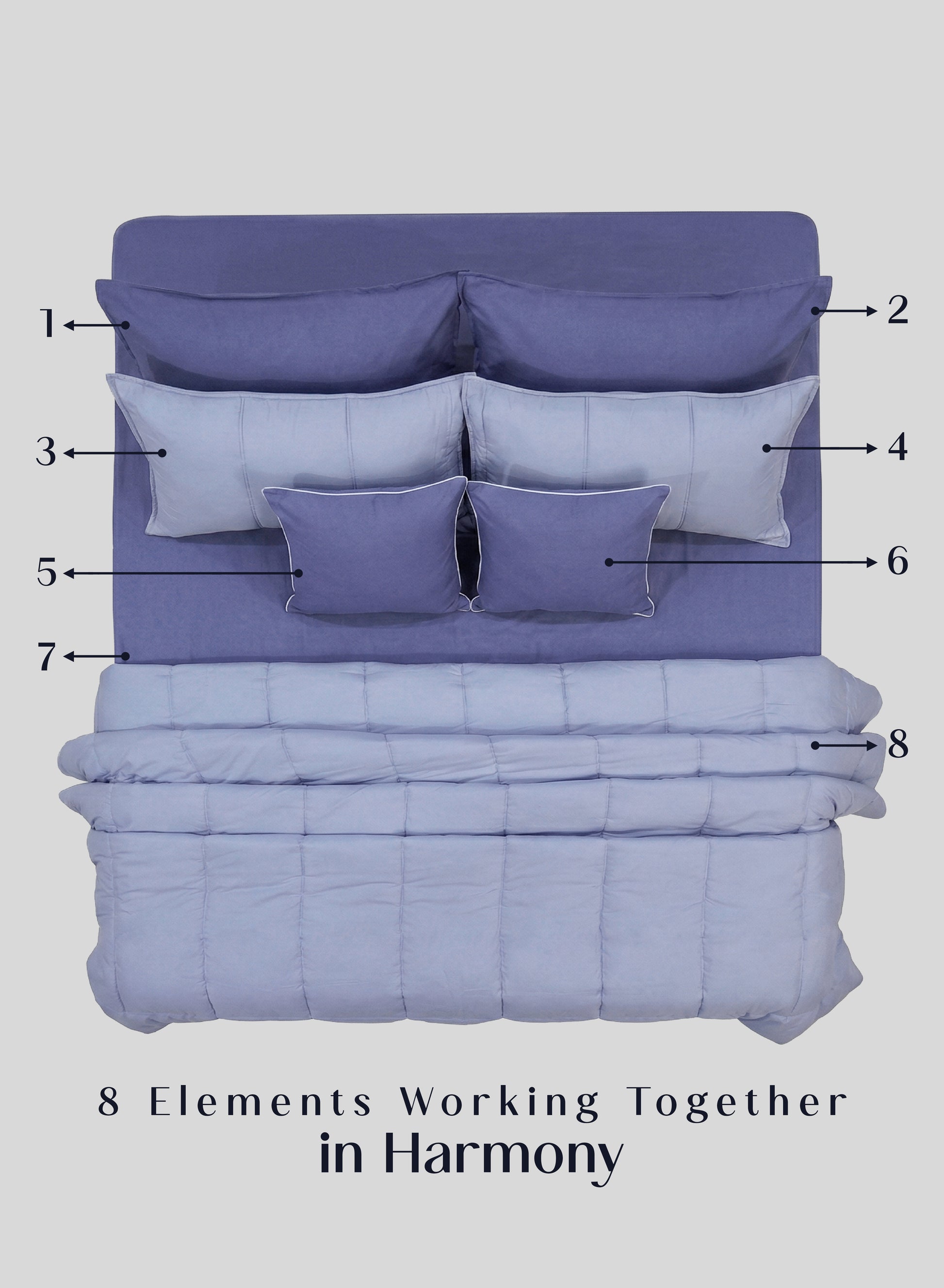Home Crayons Cocoon 8-Piece AC Bedding Set | Coordinated Comforter, Fitted Sheet & Covers in One Set | Lavender Haze
