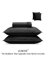 LuxeFit™ Fitted Bedsheet Set | Ebony Black