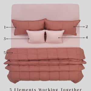 Home Crayons Cocoon AC Comforter Set | 5-Piece Designer Bed Set for Modern Homes | Terracotta