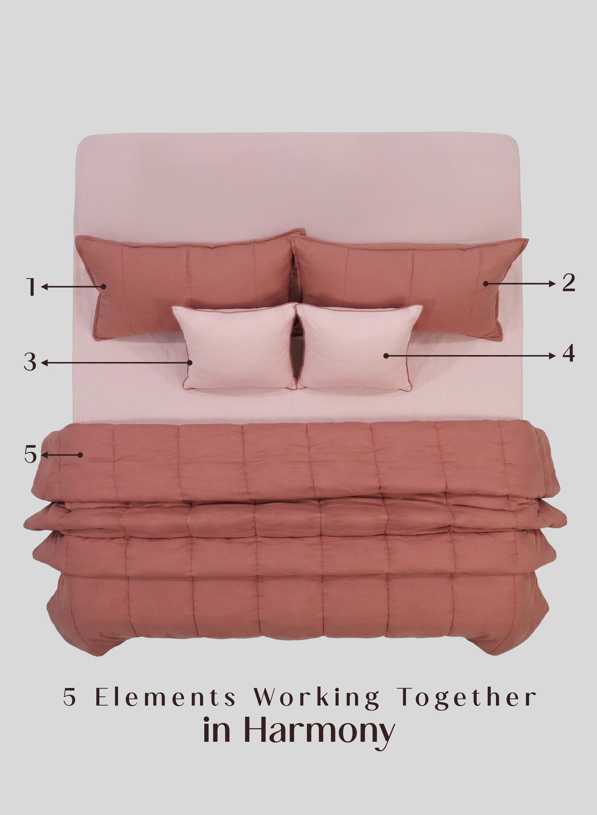 Home Crayons Cocoon AC Comforter Set | 5-Piece Designer Bed Set for Modern Homes | Terracotta