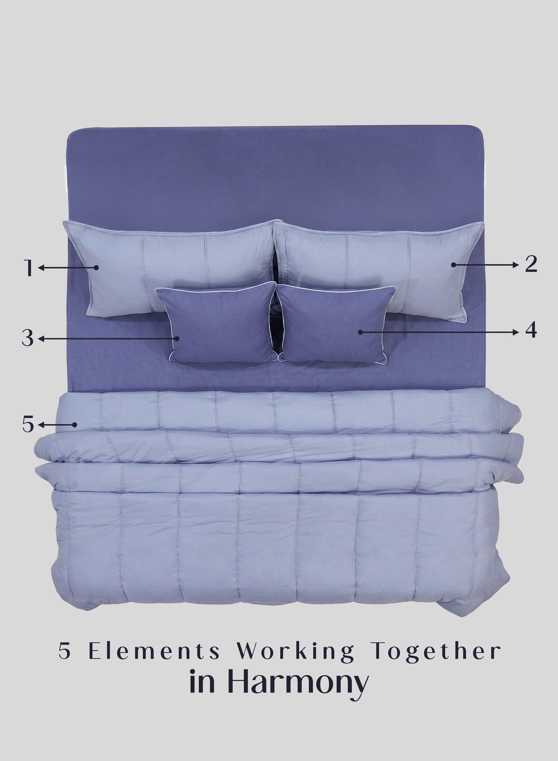 Home Crayons Cocoon AC Comforter Set | 5-Piece Designer Bed Set for Modern Homes | Lavender Haze