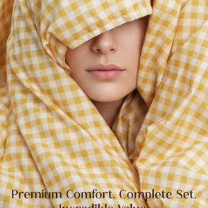Crayonic™ 5-Piece AC Comforter Set | Signature Designer Comforter Set | Sunlit Gingham