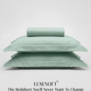Home Crayons LuxeSoft™ Double Bedsheet Set | Oversized King | Includes 2 Pillow Covers & 2 Cushion Covers | Matcha Milk