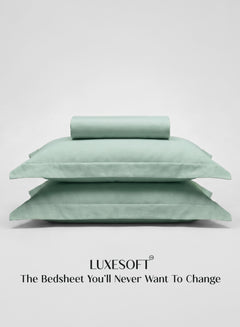 Home Crayons LuxeSoft™ Double Bedsheet Set | Oversized King | Includes 2 Pillow Covers & 2 Cushion Covers | Matcha Milk