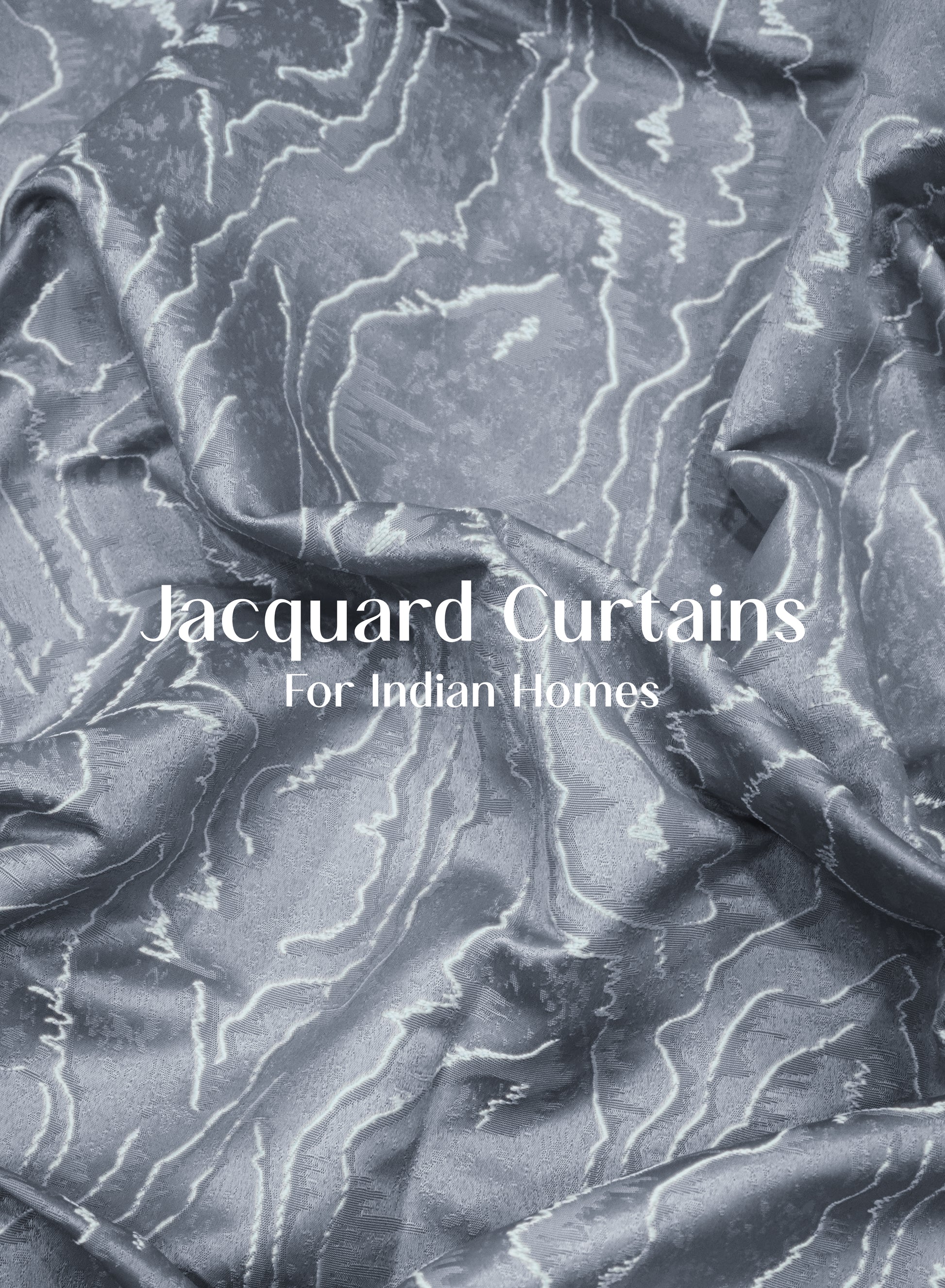 Teramo Jacquard Room Darkening Curtains | Drift Jacquard Weave | Abstract Gray | Set of 2 | Fully Customizable