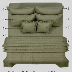 Home Crayons CloudTouch™ 8-Piece AC Bedding Set | Complete Bedroom Upgrade in One Set | Olive Grove