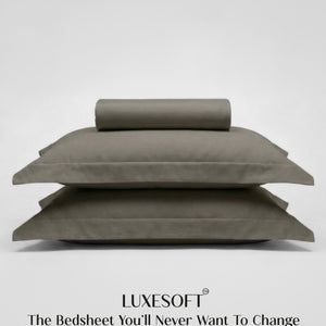 Home Crayons LuxeSoft™ Double Bedsheet Set | Oversized King | Includes 2 Pillow Covers & 2 Cushion Covers | Smoked Coffee