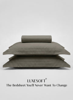 Home Crayons LuxeSoft™ Double Bedsheet Set | Oversized King | Includes 2 Pillow Covers & 2 Cushion Covers | Smoked Coffee