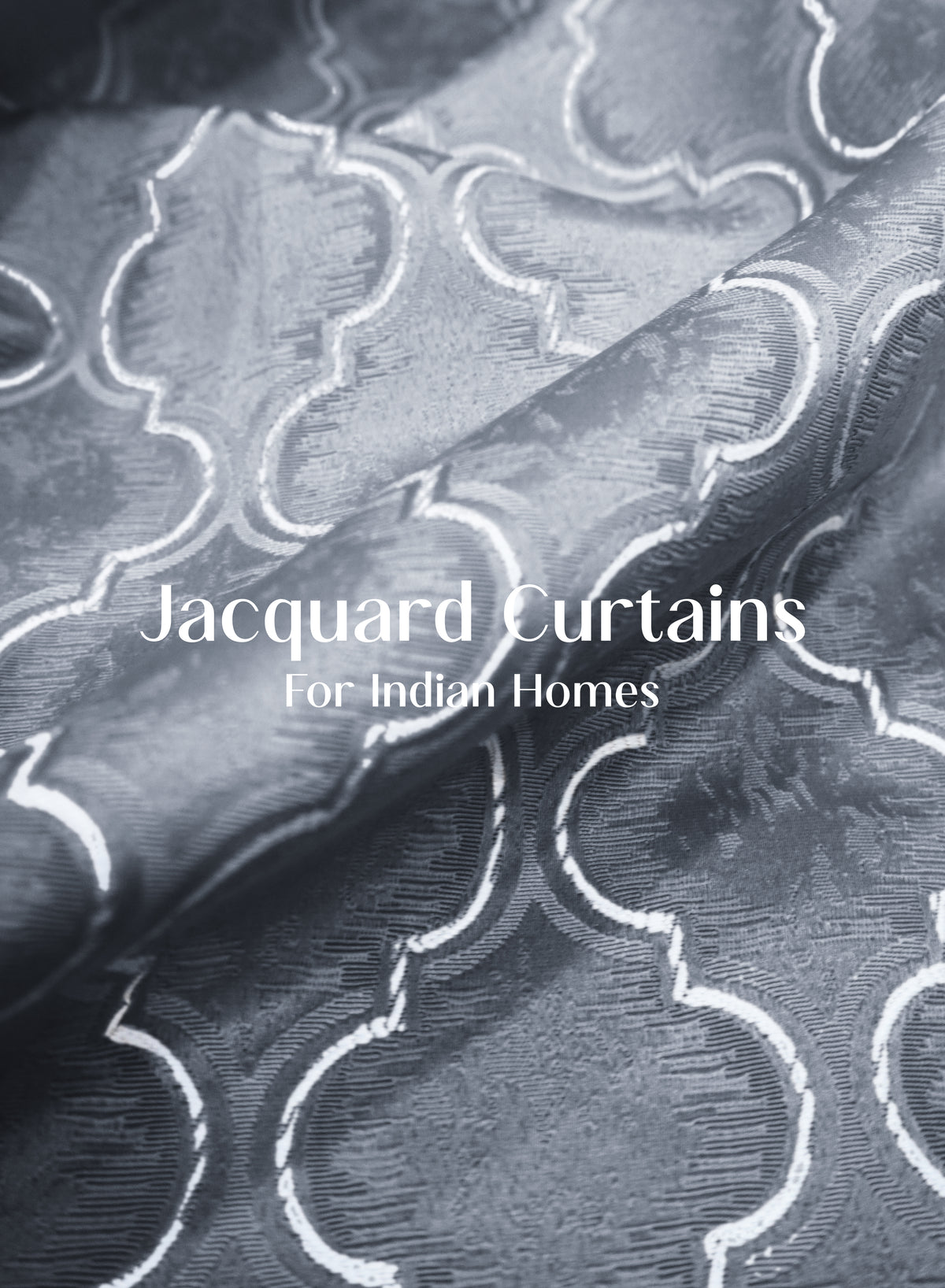 Teramo Jacquard Blackout Curtains | Crest Jacquard Weave & Total Light Block | Abstract Gray | Set of 2 | Fully Customizable