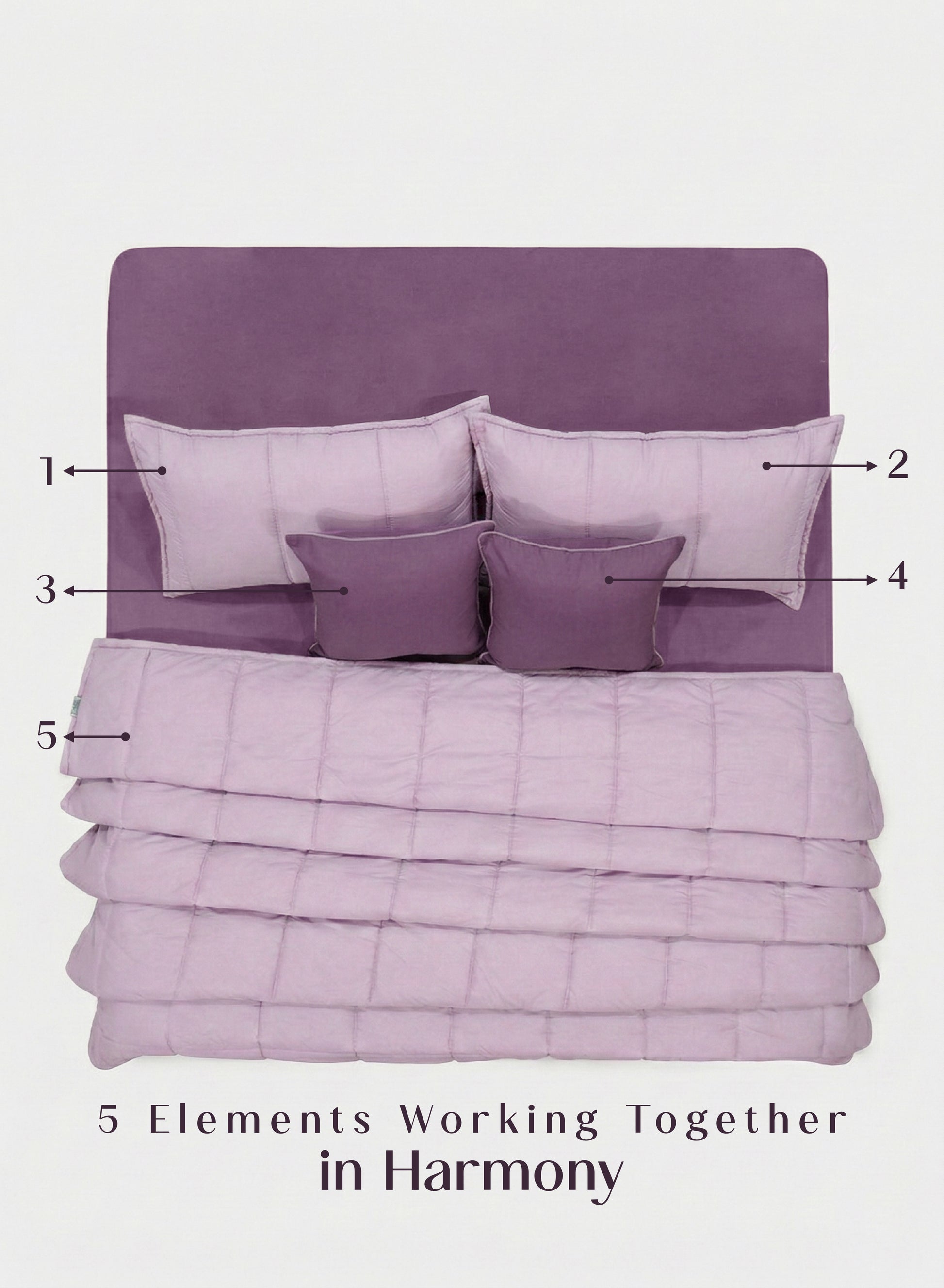 Home Crayons Cocoon AC Comforter Set | 5-Piece Designer Bed Set for Modern Homes | Lilac Daisy