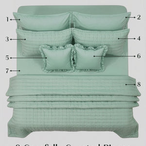 Home Crayons CloudTouch™ 8-Piece AC Bedding Set | Complete Bedroom Upgrade in One Set | Matcha Milk