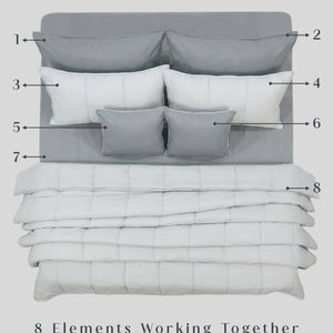 Home Crayons Cocoon 8-Piece AC Bedding Set | Coordinated Comforter, Fitted Sheet & Covers in One Set | Pearl Gray