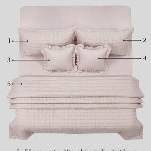 Home Crayons CloudTouch™ 5-Piece AC Comforter Set | 33% Oversized | Includes 2 Pillow & 2 Cushion Covers | Sakura Blush