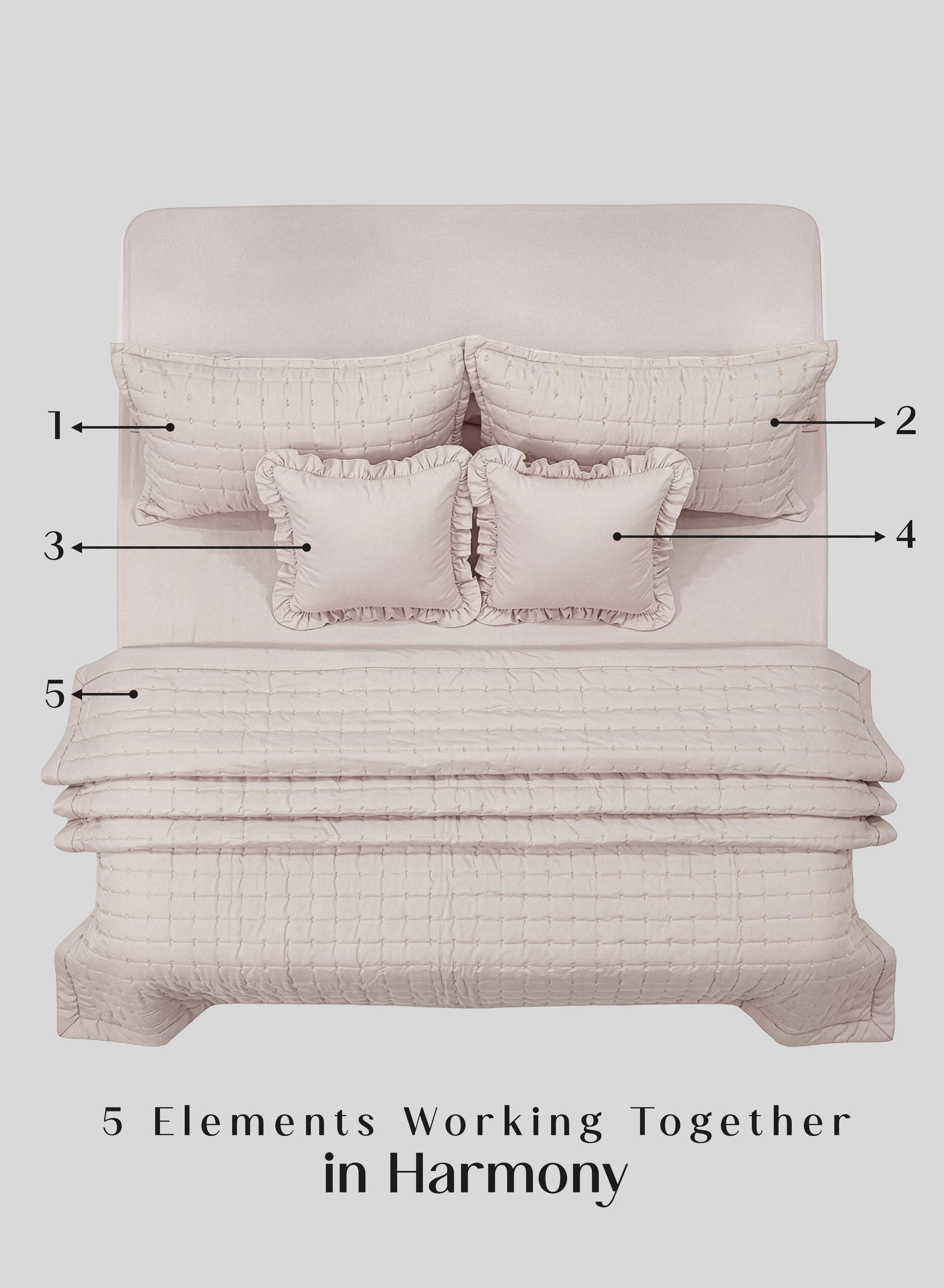 Home Crayons CloudTouch™ 5-Piece AC Comforter Set | 33% Oversized | Includes 2 Pillow & 2 Cushion Covers | Sakura Blush