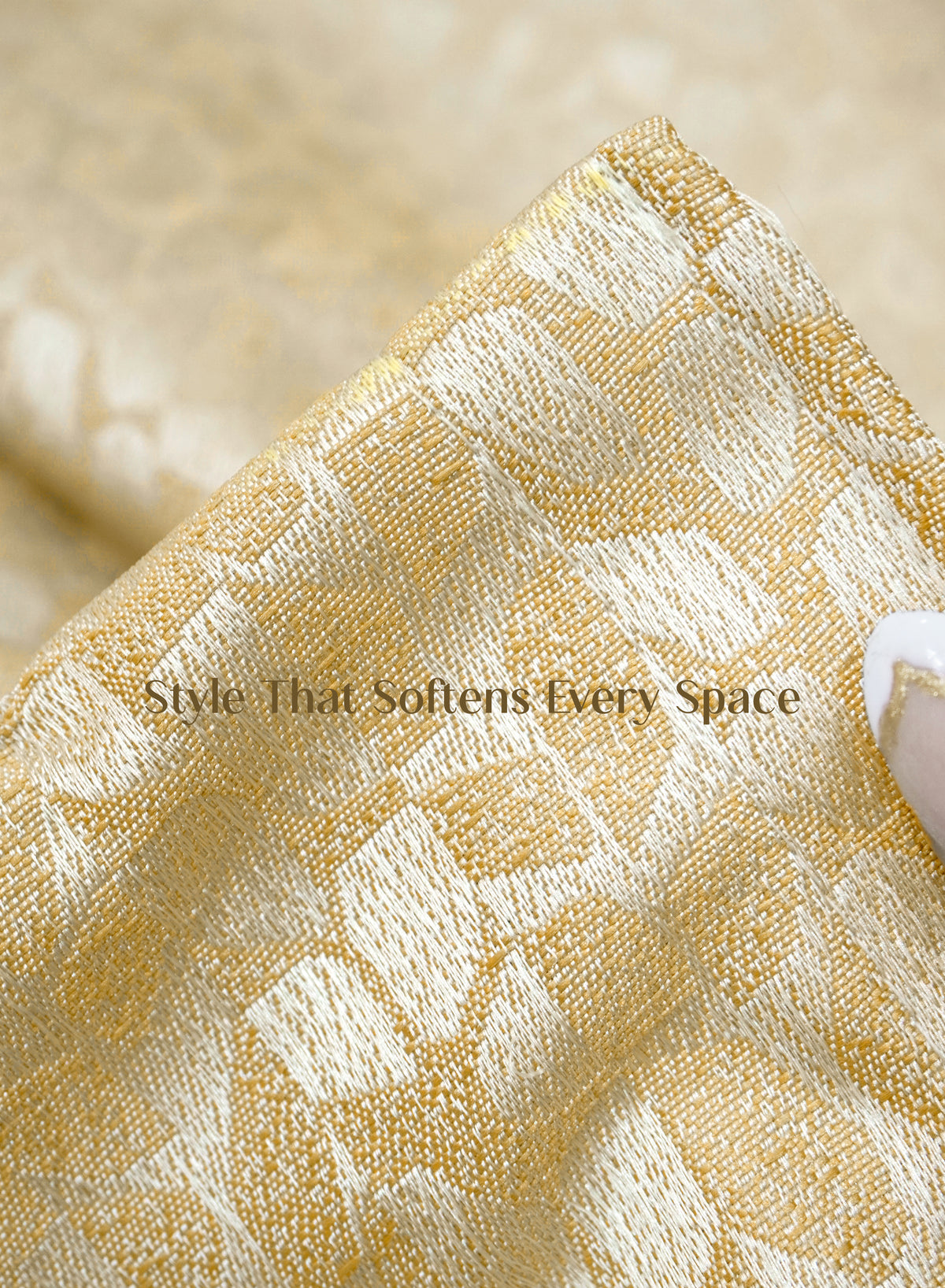 Eudora Jacquard Room Darkening Curtains | Pebble Jacquard Weave | Champagne Gold | Set of 2 | Fully Customizable